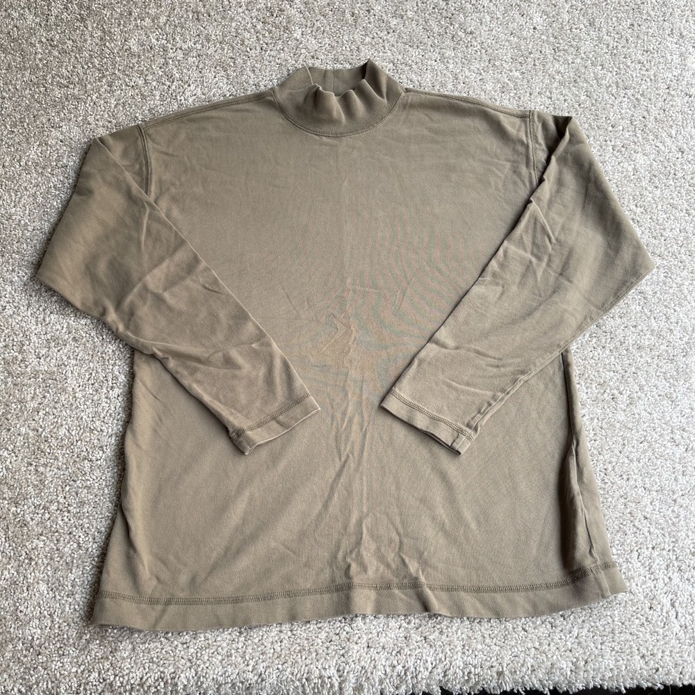 Banana Republic Shirt Mens M Brown Mock Neck Long Sleeve Cotton Basic Tee